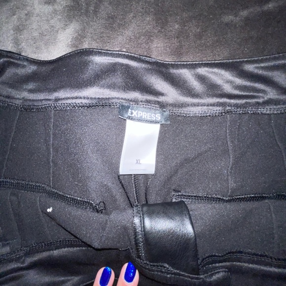 Express XL Pleat Front Straight Leg Pleather Pants - Picture 3 of 4